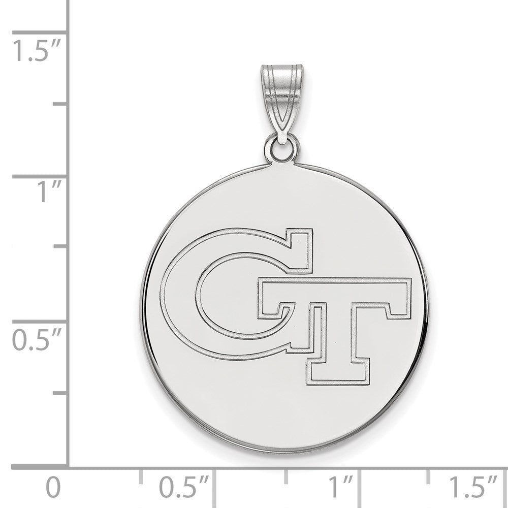 Sterling Silver Rhodium-plated Georgia Tech XL Disc Pendant