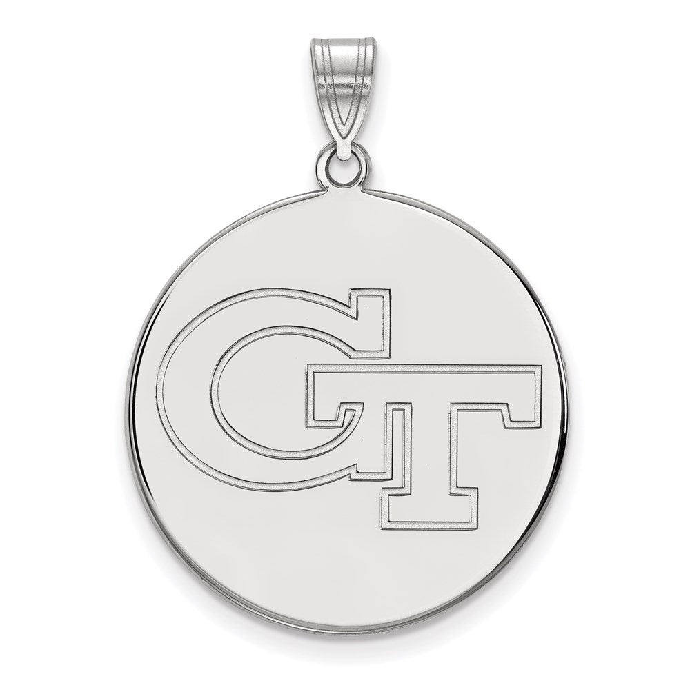 Sterling Silver Rhodium-plated Georgia Tech XL Disc Pendant
