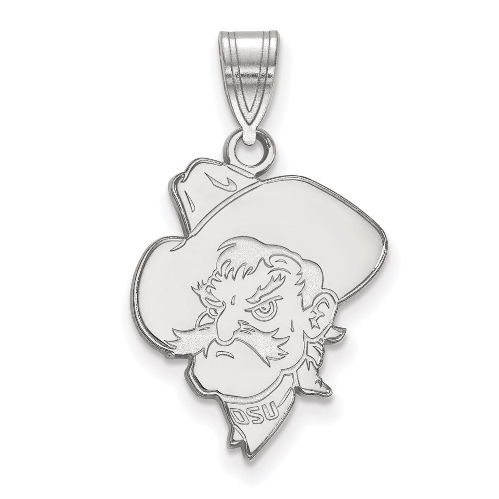 Sterling Silver Rhodium-plated Oklahoma State University Large Pendant