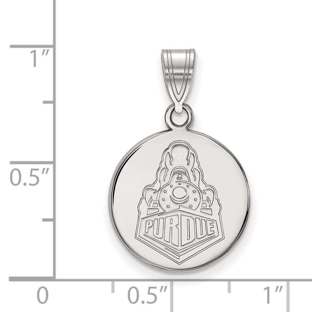 Sterling Silver Rhodium-plated Purdue Univ. Medium Disc Pendant
