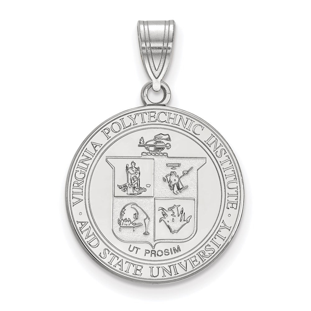 Sterling Silver Rhodium-plated Virginia Tech Large Crest Pendant