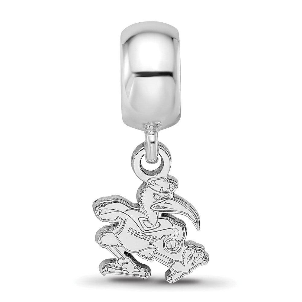 Sterling Silver Rhodium-plated University of Miami XS Dangle Bead