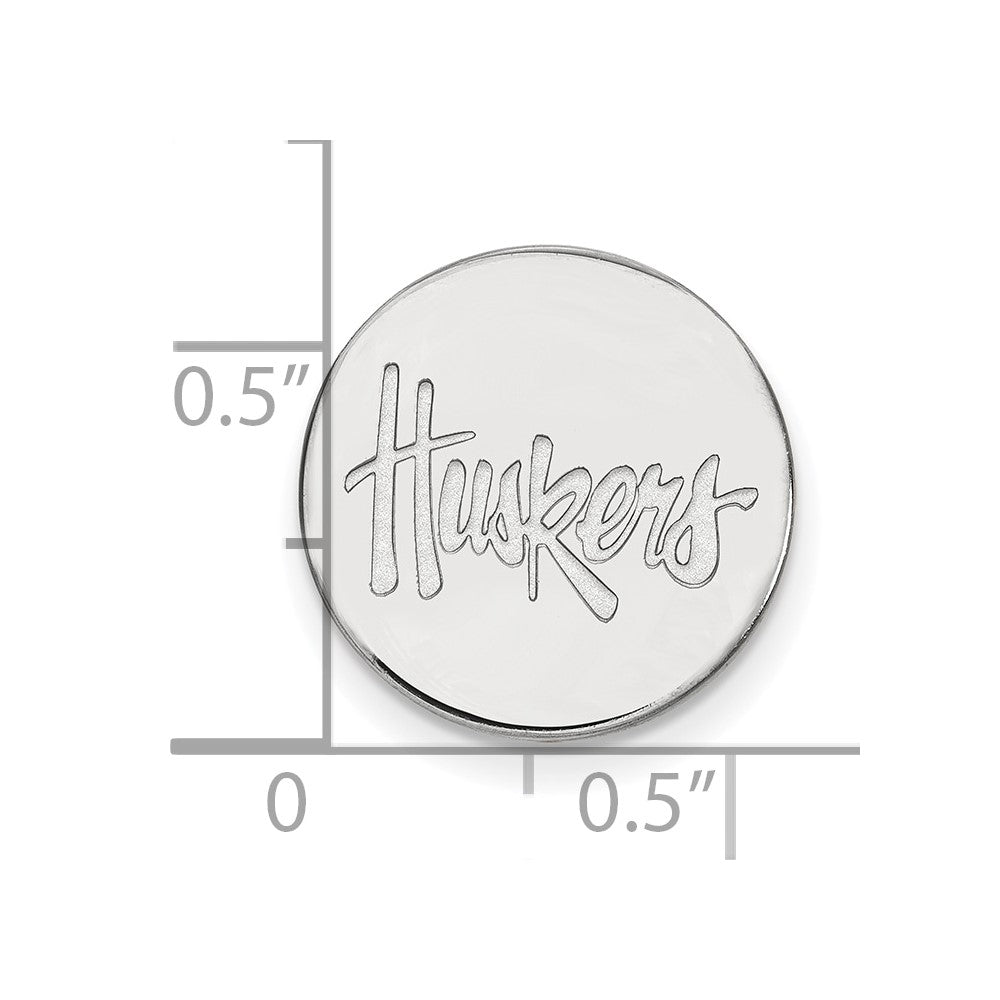 Sterling Silver Rhodium-plated University of Nebraska Lapel Pin