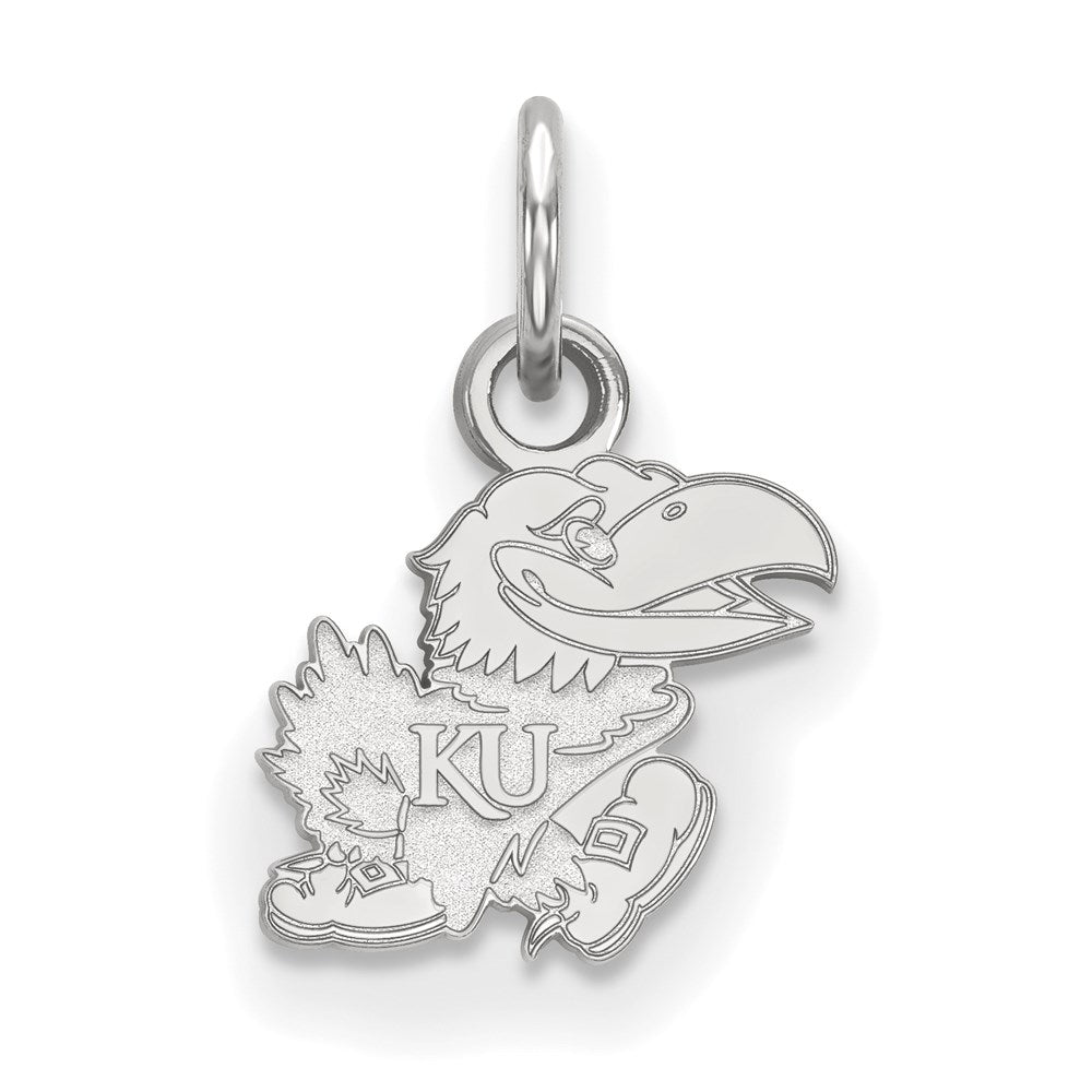 Sterling Silver Rhodium-plated University of Kansas XS Pendant