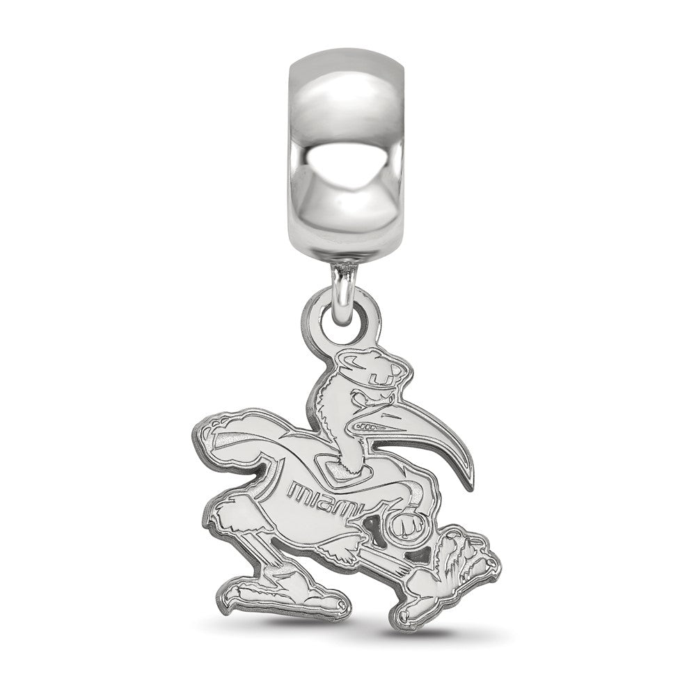 Sterling Silver Rhodium-plated University of Miami Small Dangle Bead
