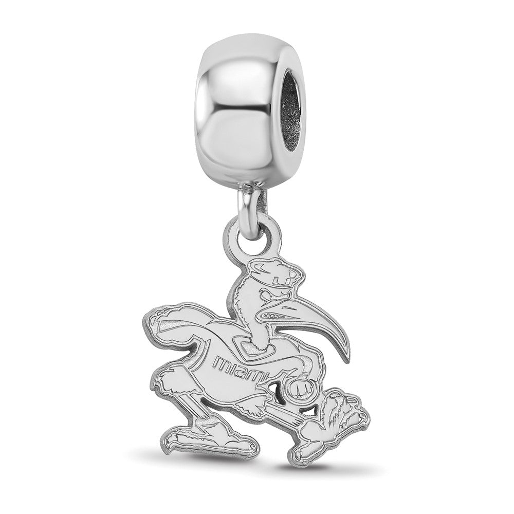 Sterling Silver Rhodium-plated University of Miami Small Dangle Bead