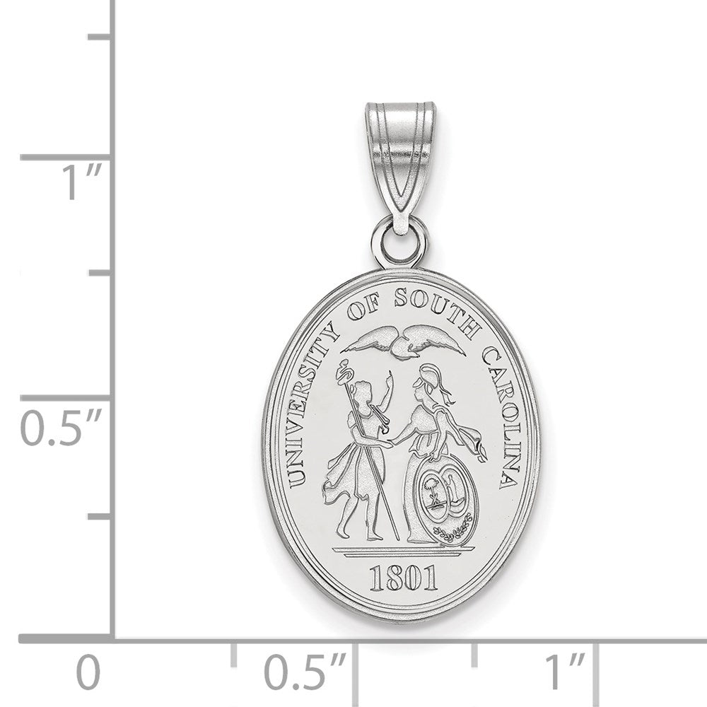 Sterling Silver Rhodium-plated U. of South Carolina Large Crest Pendant