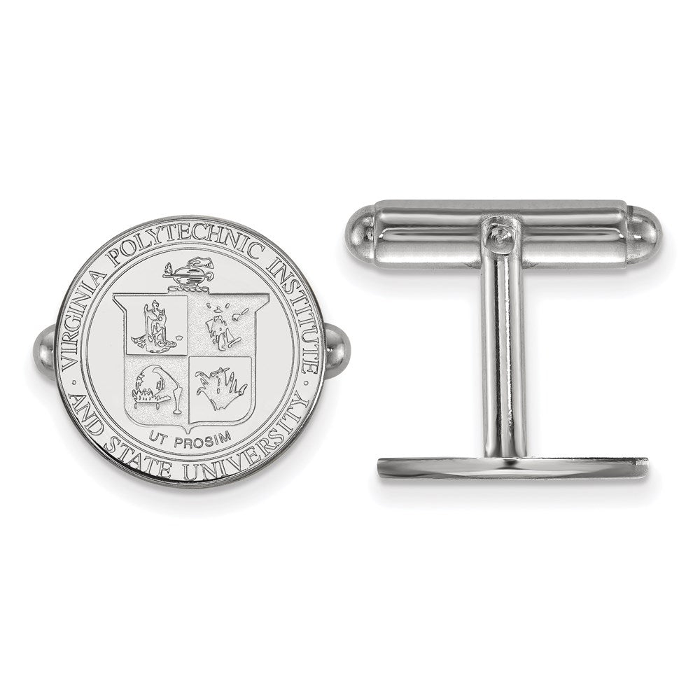 Sterling Silver Rhodium-plated Virginia Tech Crest Cuff Links