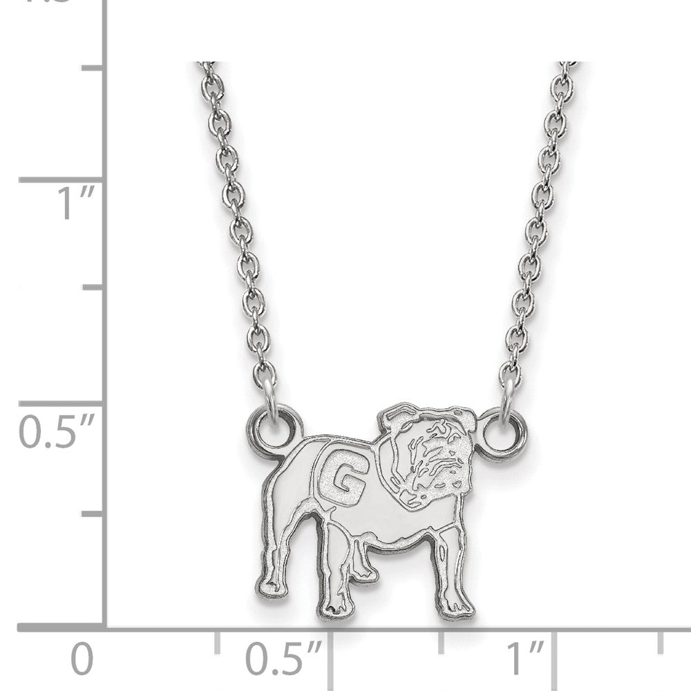 Sterling Silver Rhodium-plated U. of Georgia Small Pendant Necklace