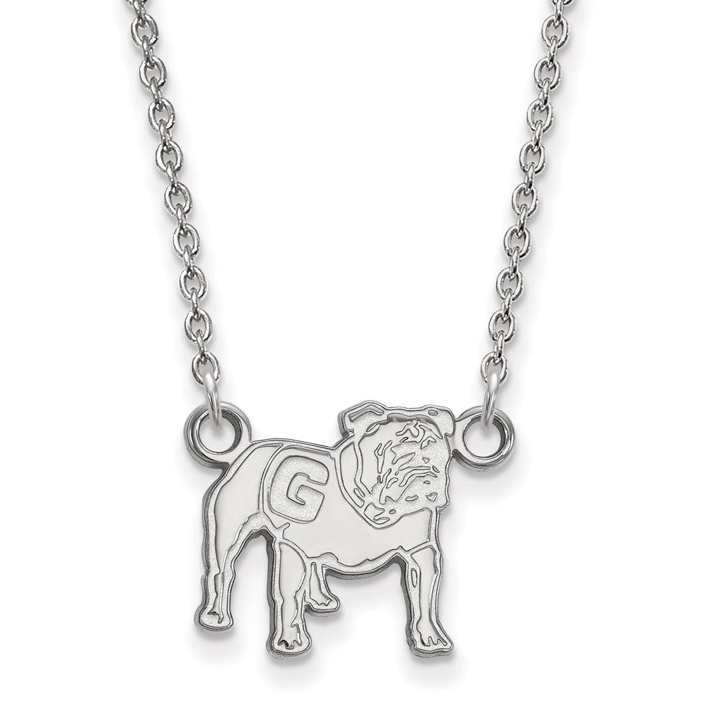 Sterling Silver Rhodium-plated U. of Georgia Small Pendant Necklace