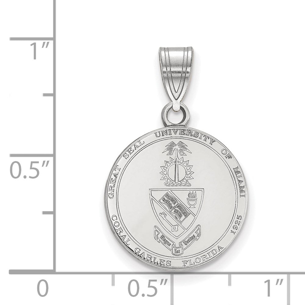 Sterling Silver Rhodium-plated U. of Miami Medium Crest Pendant