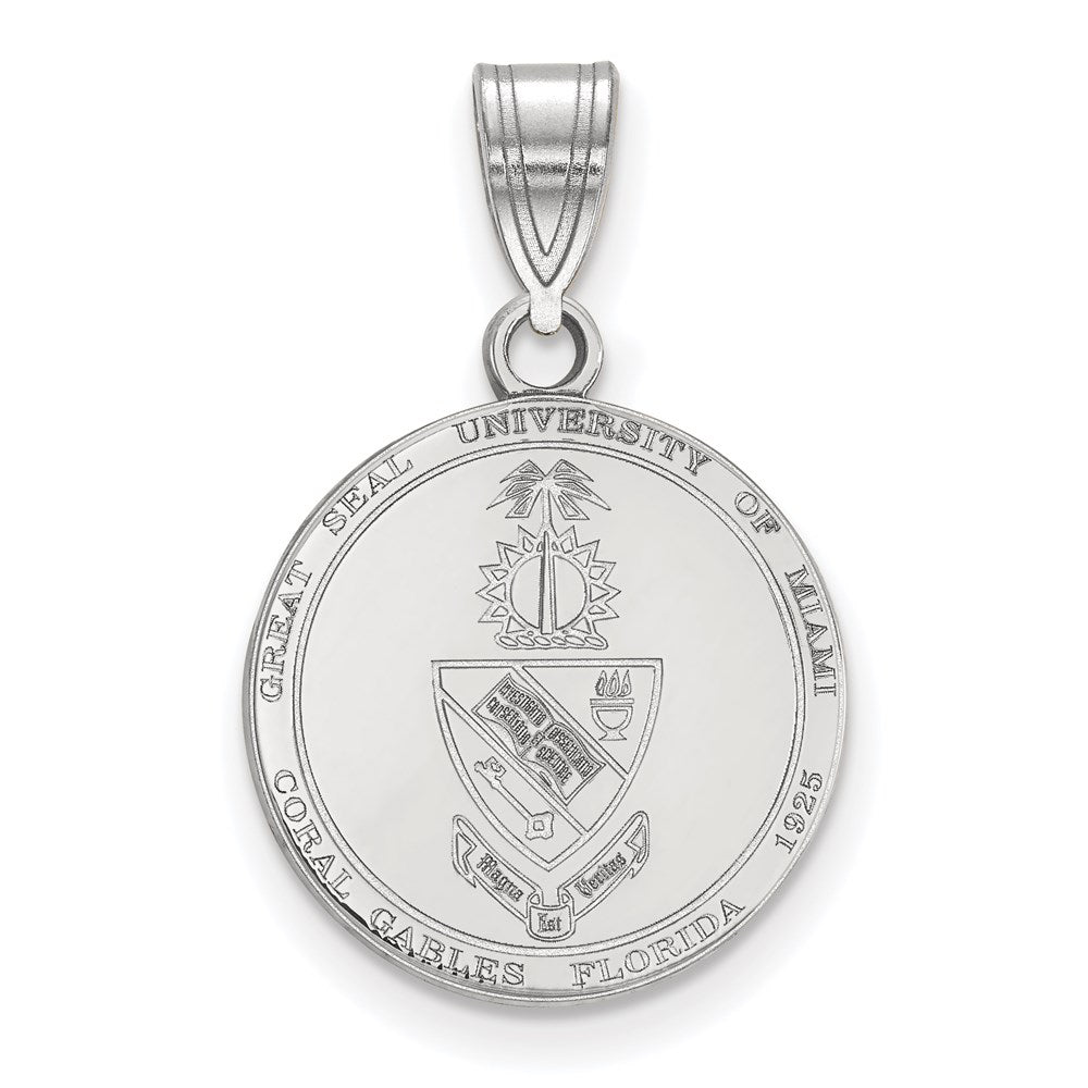 Sterling Silver Rhodium-plated U. of Miami Medium Crest Pendant