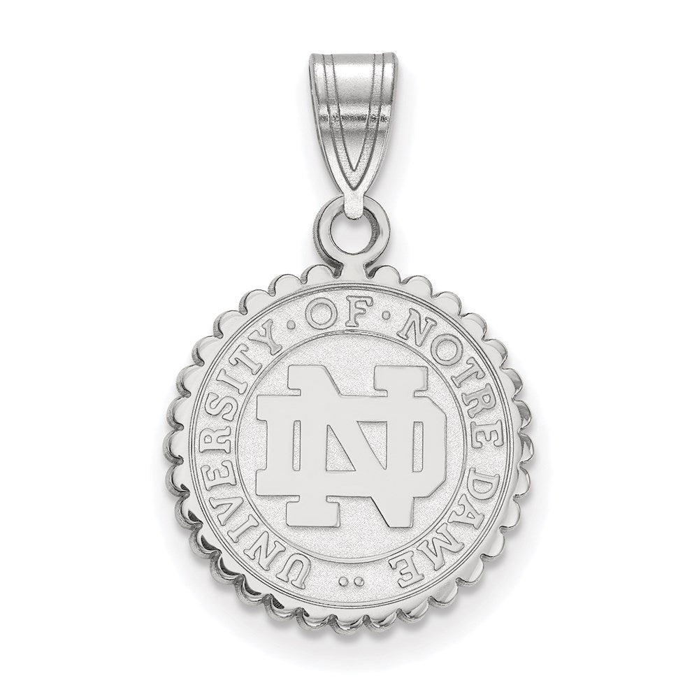 Sterling Silver Rhodium-plated U. of Notre Dame Medium Crest Pendant