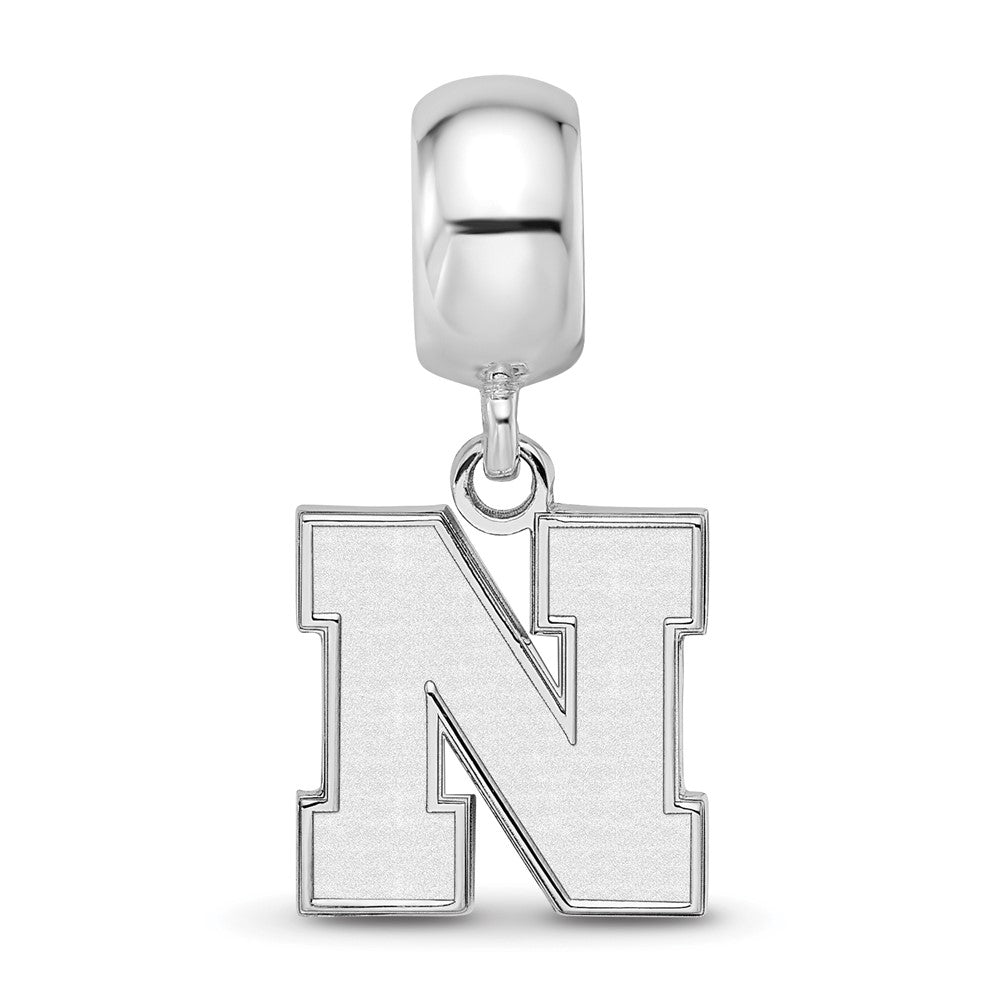Sterling Silver Rhodium-plated University of Nebraska Small Dangle Bead