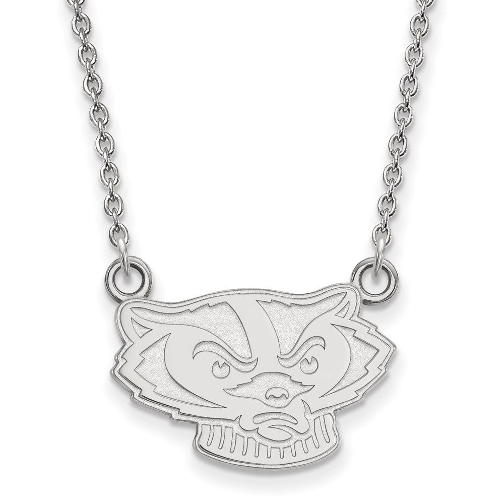 Sterling Silver Rhodium-plated U. of Wisconsin Small Pendant Necklace