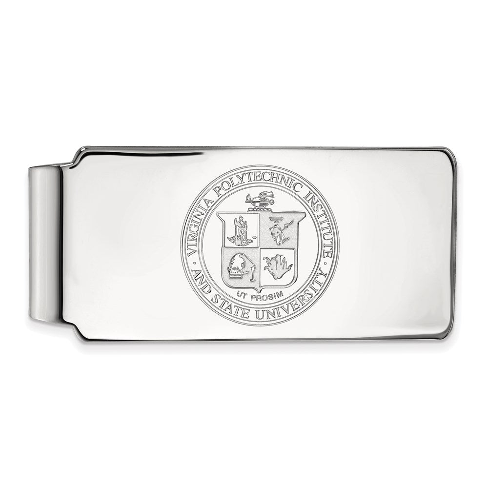 Sterling Silver Rhodium-plated Virginia Tech Crest Money Clip