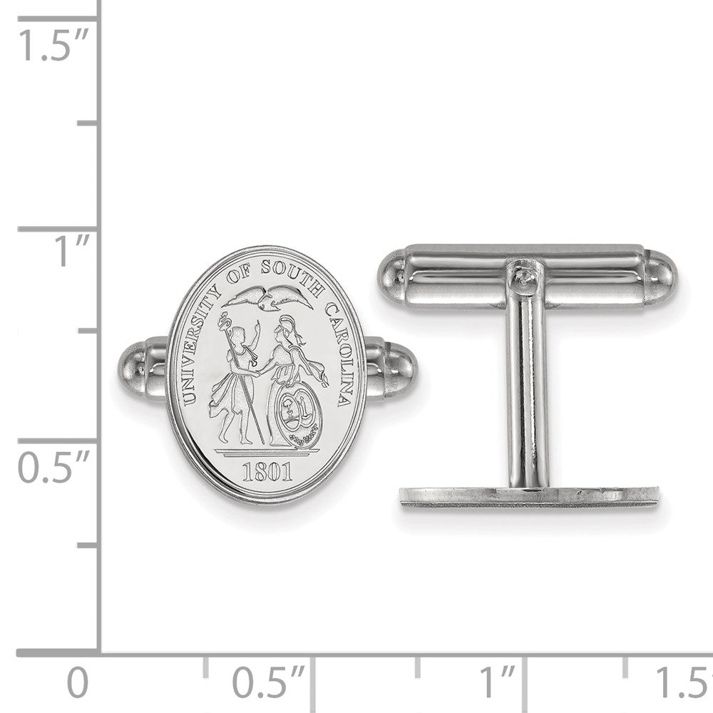 Sterling Silver Rhodium-plated U. of South Carolina Crest Cuff Links