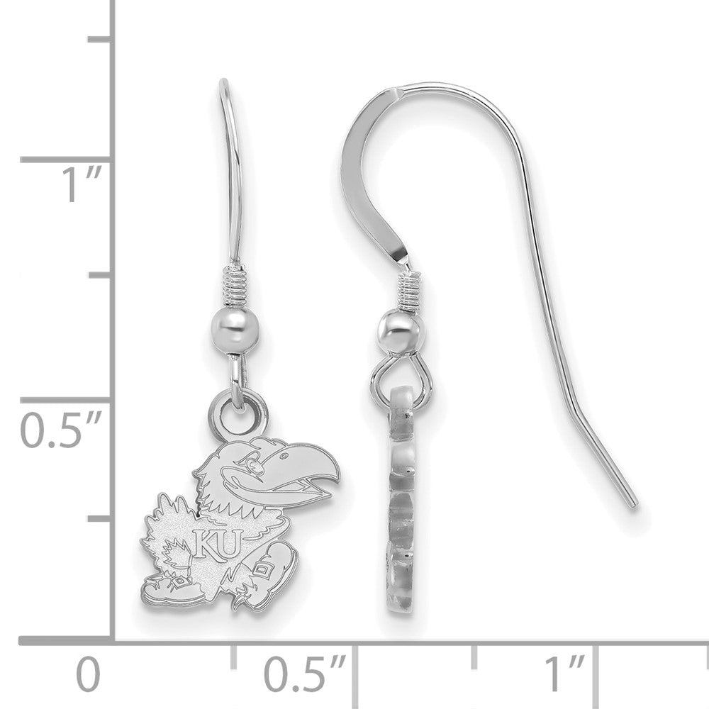 Sterling Silver Rhodium-plated University of Kansas XS Dangle Earrings