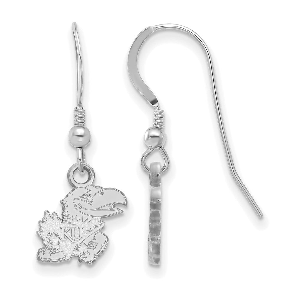 Sterling Silver Rhodium-plated University of Kansas XS Dangle Earrings