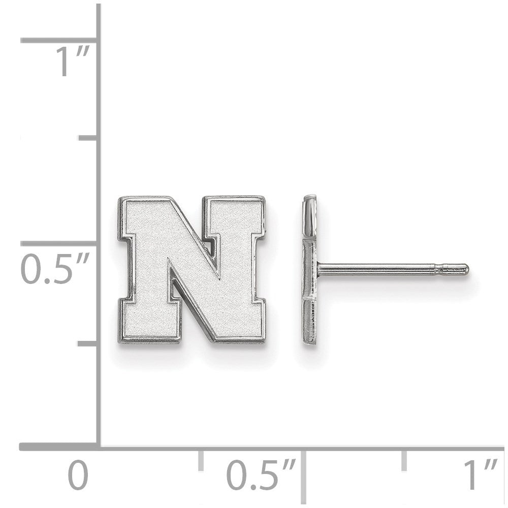 Sterling Silver Rhodium-plated University of Nebraska XS Post Earrings