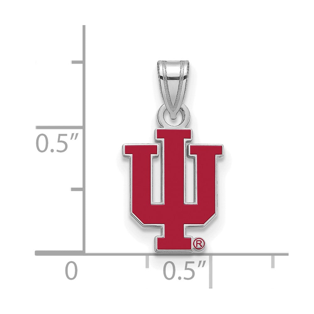 Sterling Silver Rhodium-plated Indiana Univ. Small Enamel Pendant
