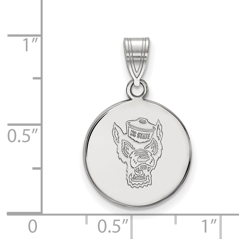 Sterling Silver Rhodium-plated North Carolina State U. Medium Disc Pendant