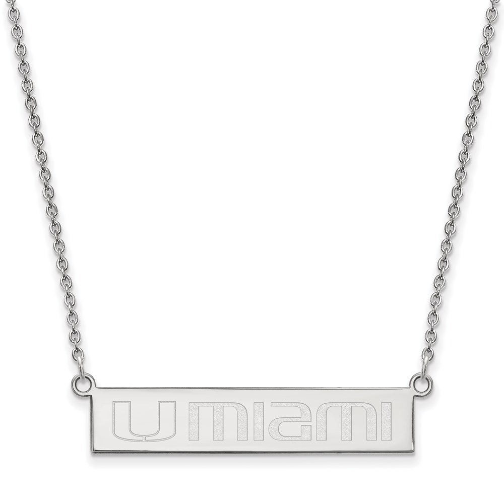 Sterling Silver Rhodium-plated Univ. of Miami Florida Bar Necklace