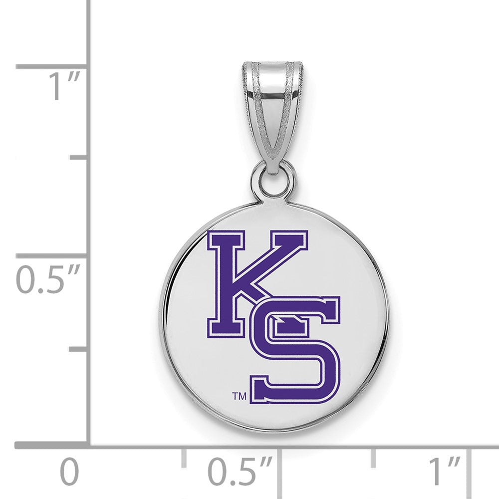 Sterling Silver Rhodium-plated Kansas State U. Medium Enamel Pendant