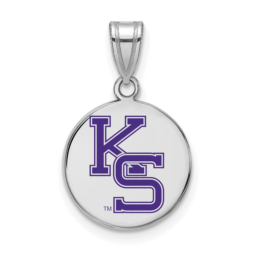 Sterling Silver Rhodium-plated Kansas State U. Medium Enamel Pendant