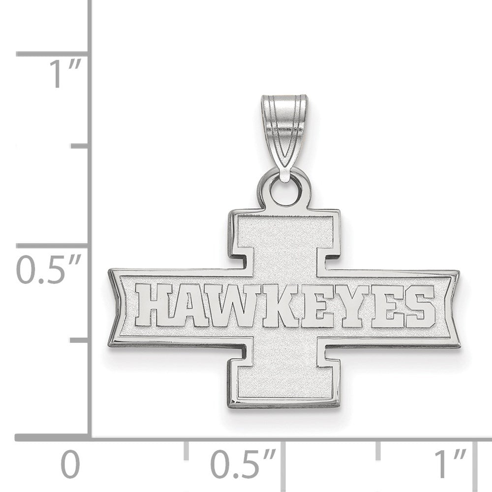Sterling Silver Rhodium-plated University of Iowa Small Pendant