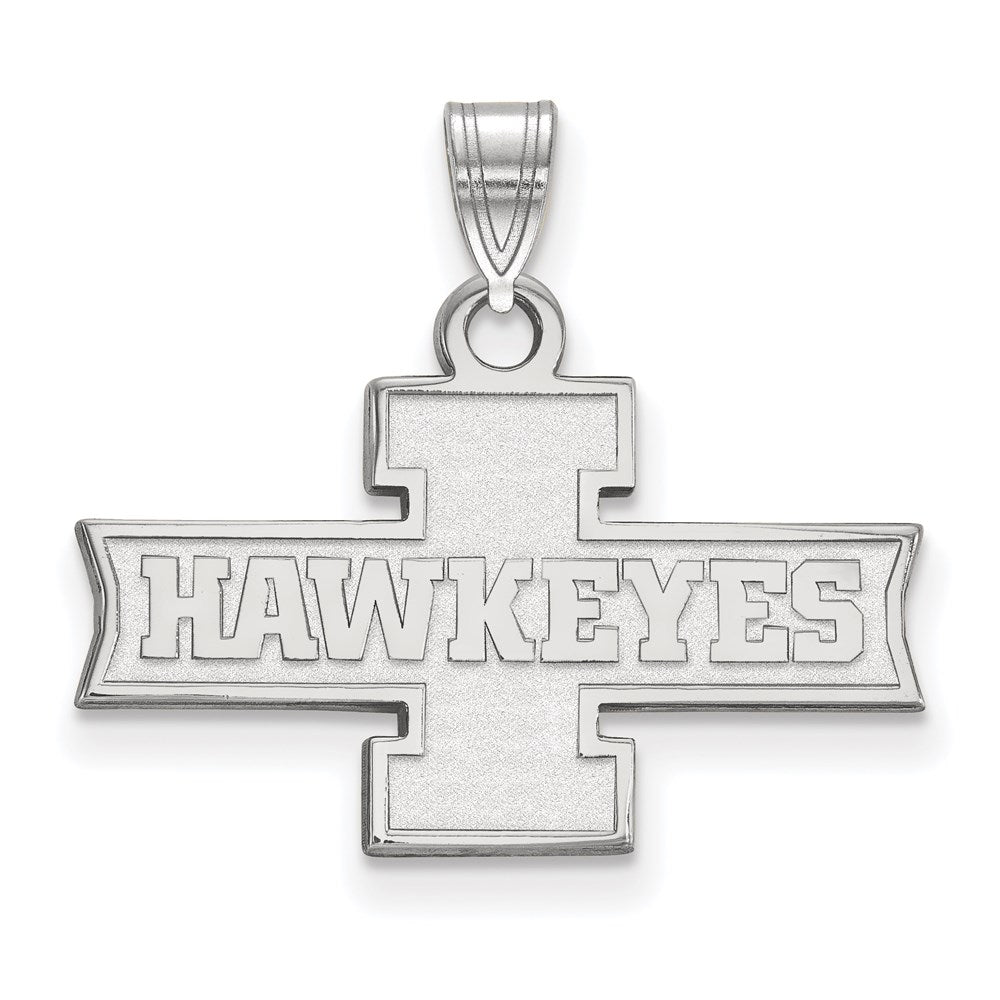 Sterling Silver Rhodium-plated University of Iowa Small Pendant