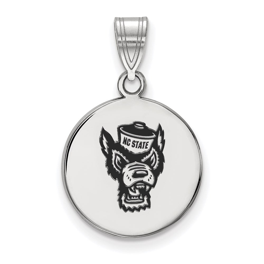 Sterling Silver Rhodium-plated N. Carolina State U. Medium Enamel Pendant