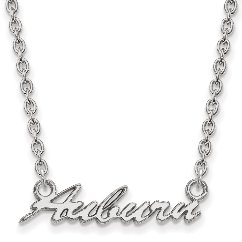 Sterling Silver Rhodium-plated Auburn University Script Necklace