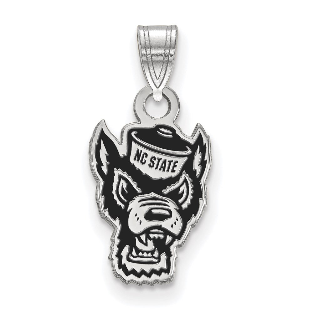 Sterling Silver Rhodium-plated North Carolina State U. Small Enamel Pendant