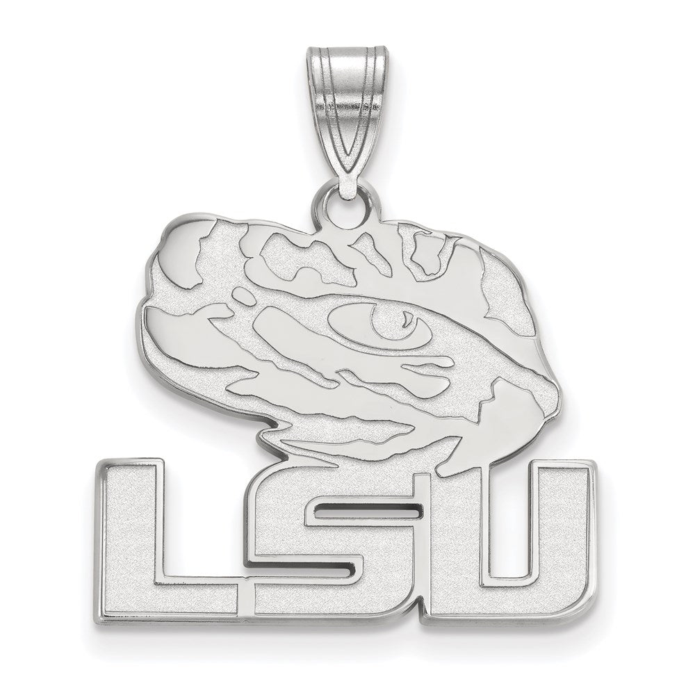 Sterling Silver Rhodium-plated Louisiana State U. Large Pendant