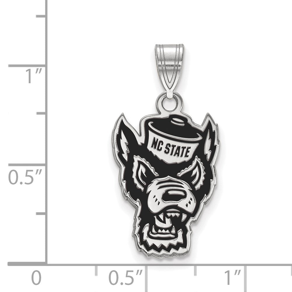 Sterling Silver Rhodium-plated North Carolina State U. Large Enamel Pendant