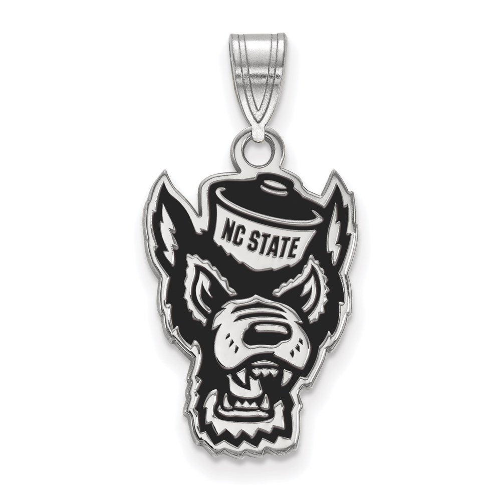 Sterling Silver Rhodium-plated North Carolina State U. Large Enamel Pendant