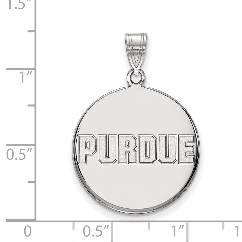 Sterling Silver Rhodium-plated Purdue Univ. Large Disc Pendant
