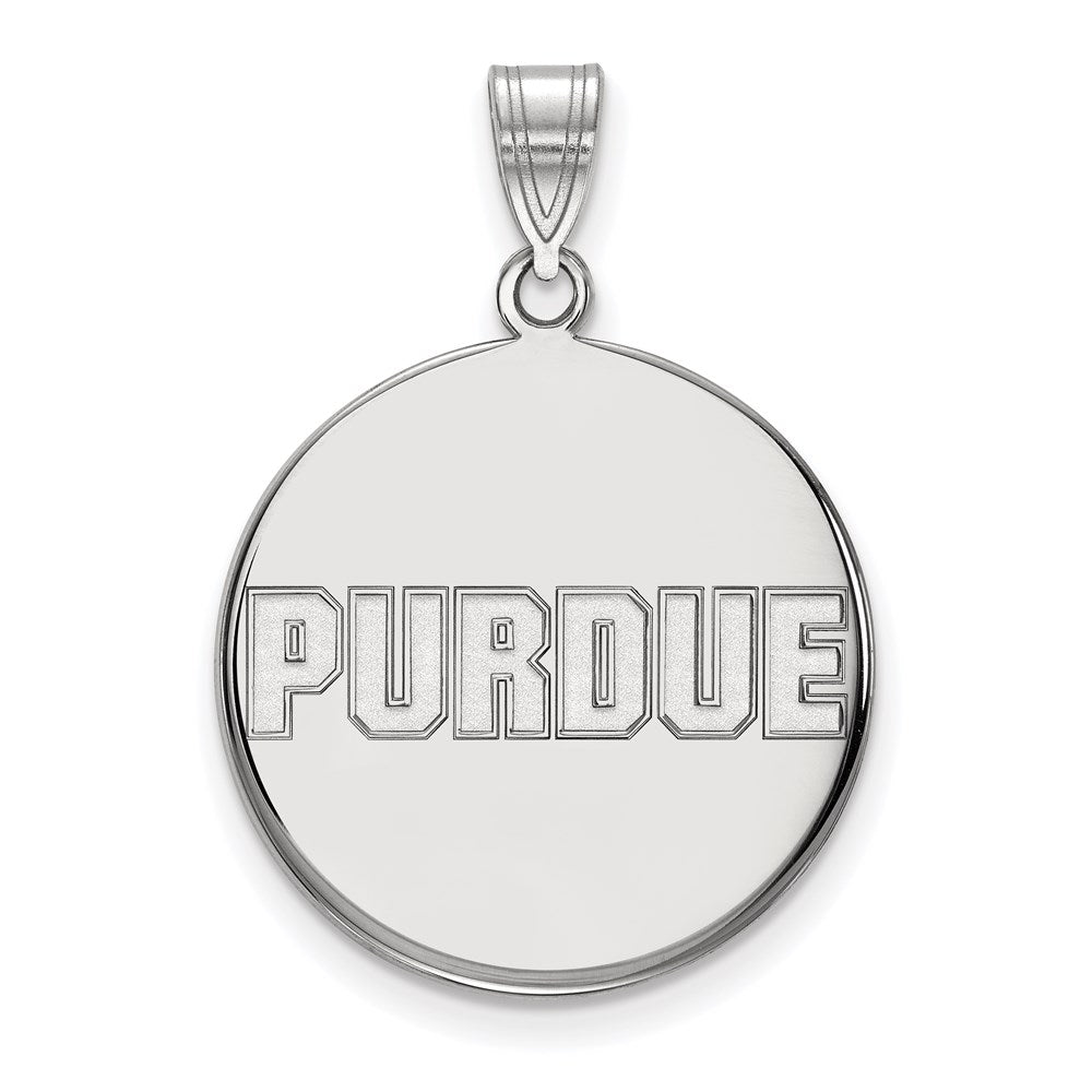 Sterling Silver Rhodium-plated Purdue Univ. Large Disc Pendant