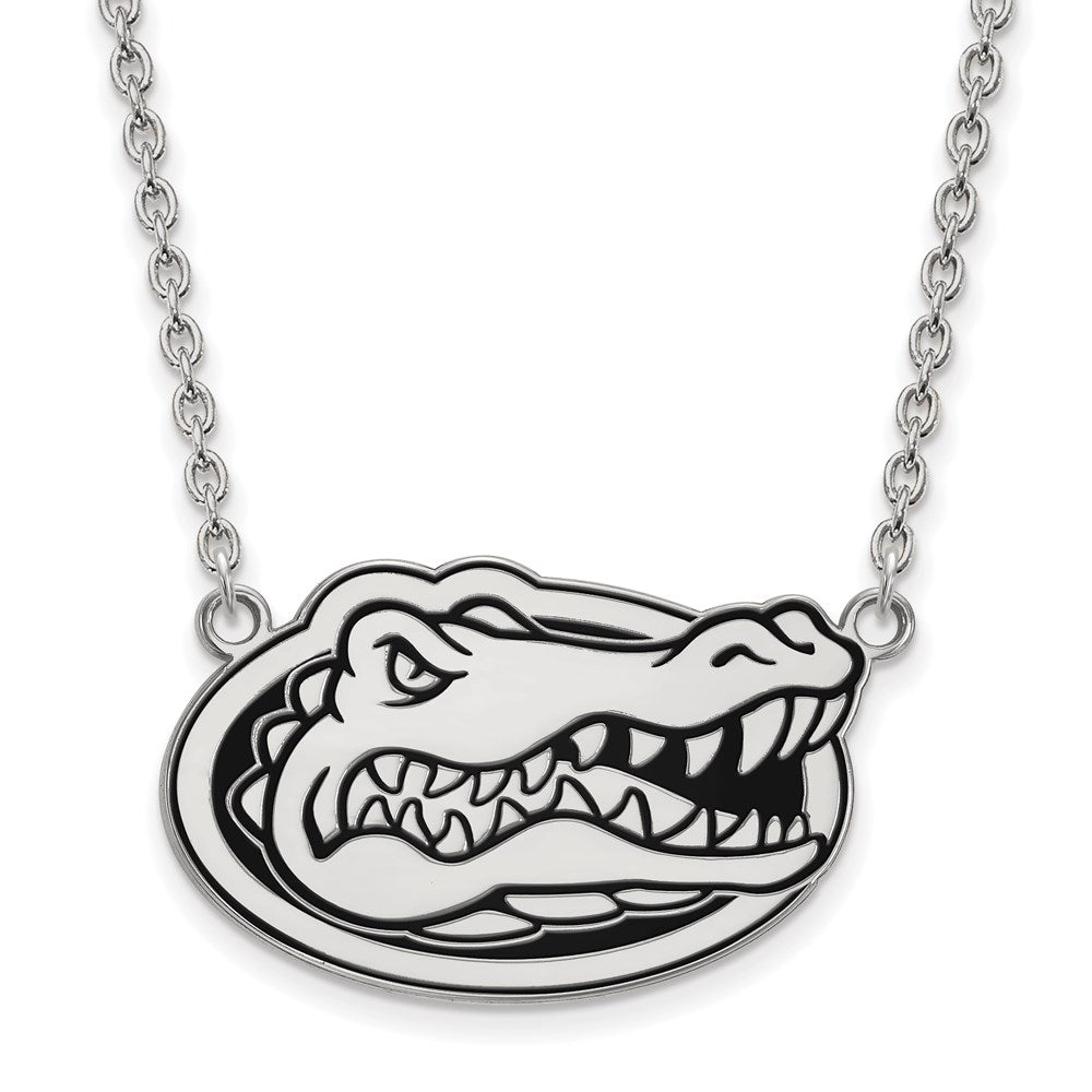 Sterling Silver Rhodium-plated U. of Florida Large Enamel Pendant Necklace