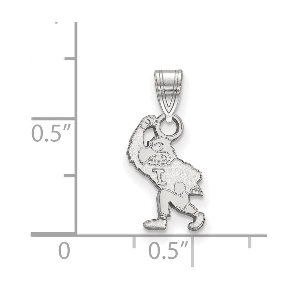 Sterling Silver Rhodium-plated University of Iowa Small Pendant