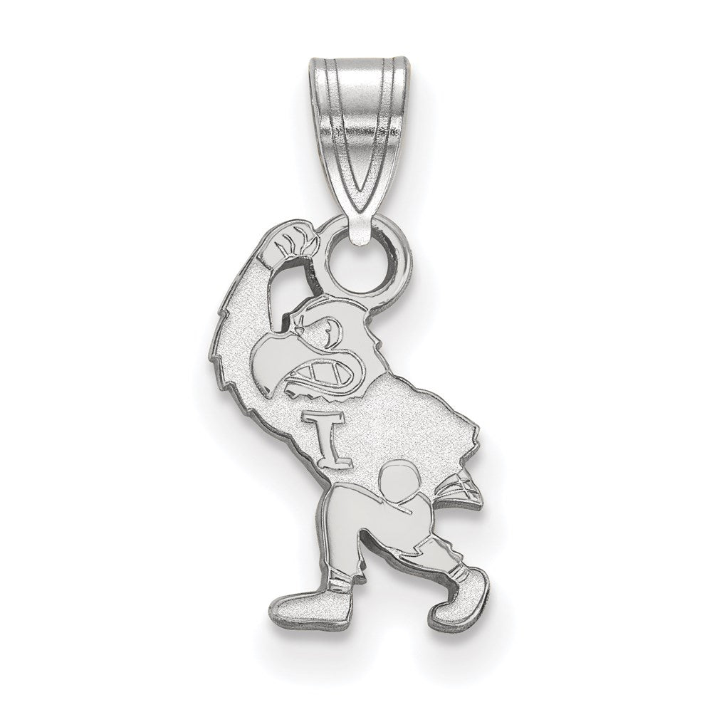 Sterling Silver Rhodium-plated University of Iowa Small Pendant