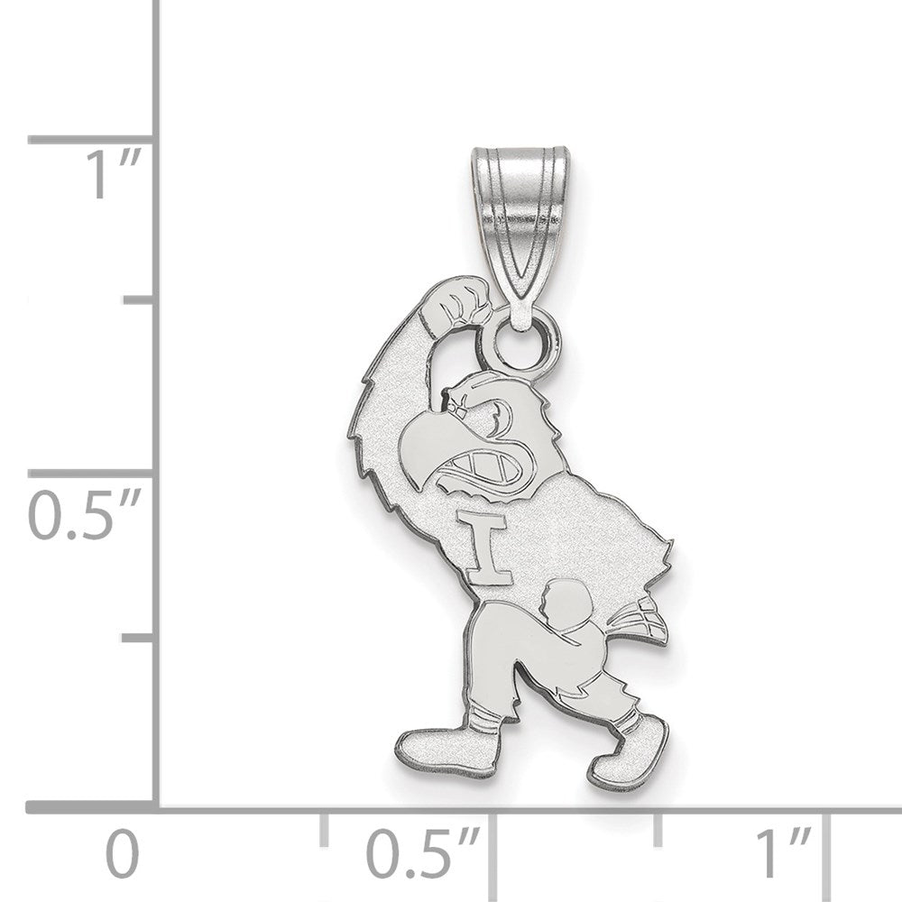 Sterling Silver Rhodium-plated University of Iowa Large Pendant
