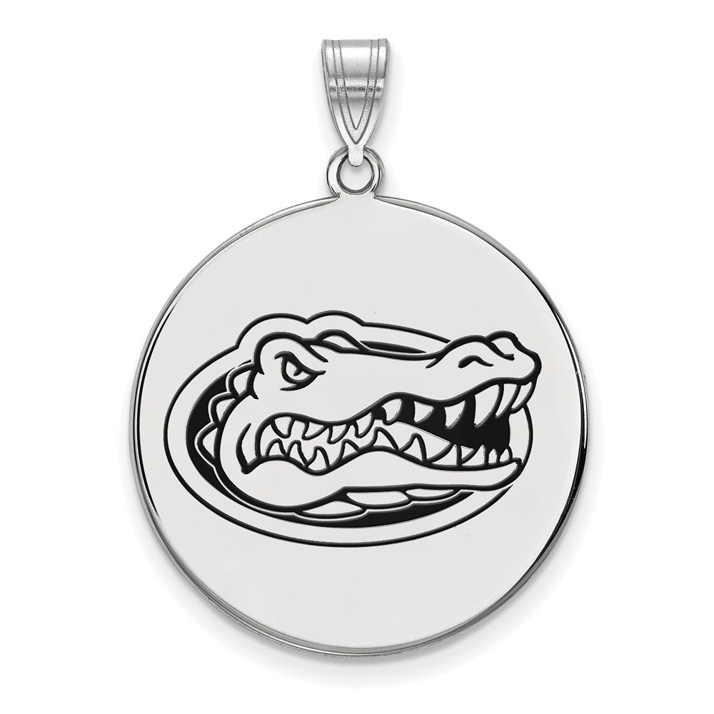 Sterling Silver Rhodium-plated Univ. of Florida XL Enamel Disc Pendant
