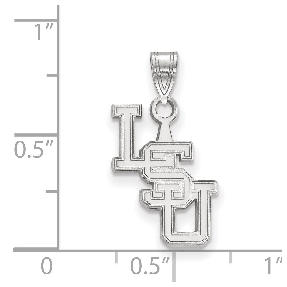Sterling Silver Rhodium-plated Louisiana State U. Small Pendant