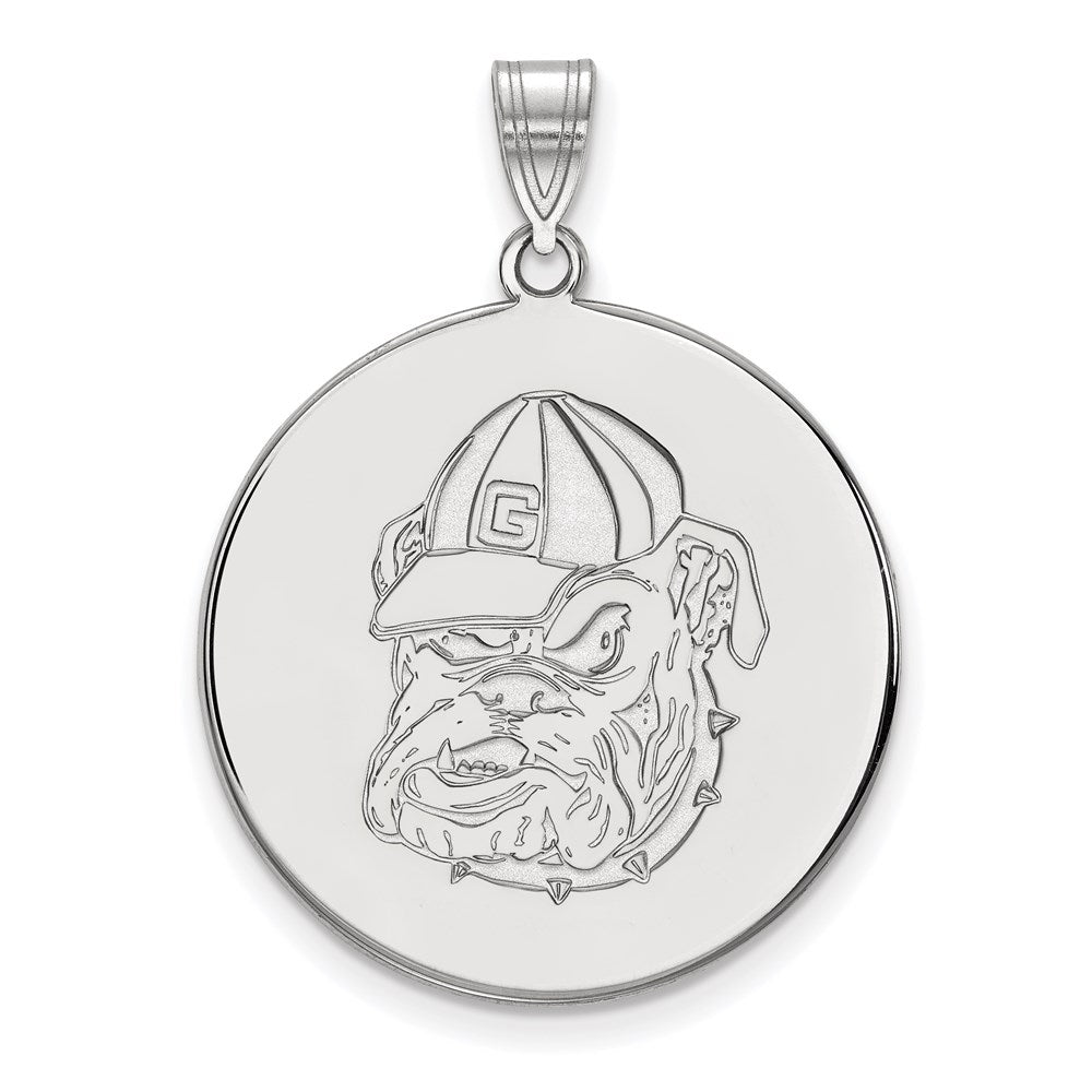 Sterling Silver Rhodium-plated University of Georgia XL Disc Pendant