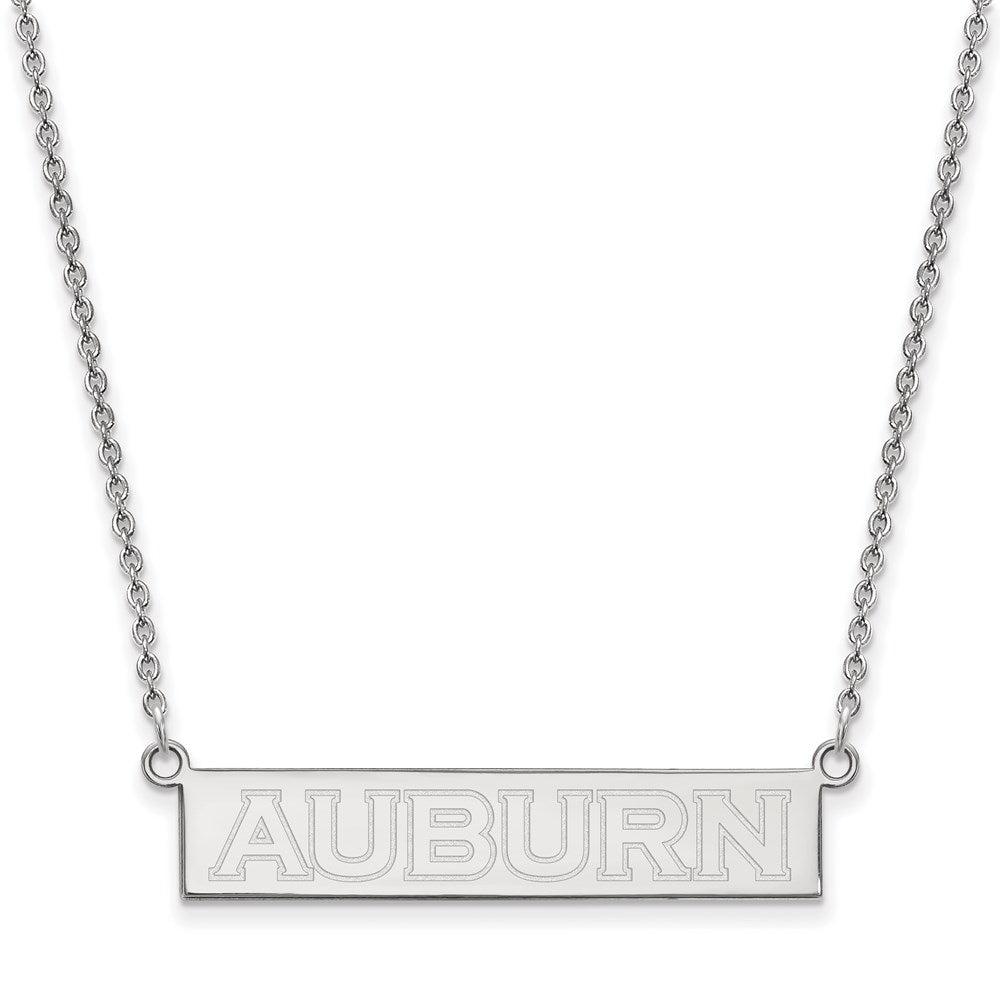 Sterling Silver Rhodium-plated Auburn University Small Bar Necklace