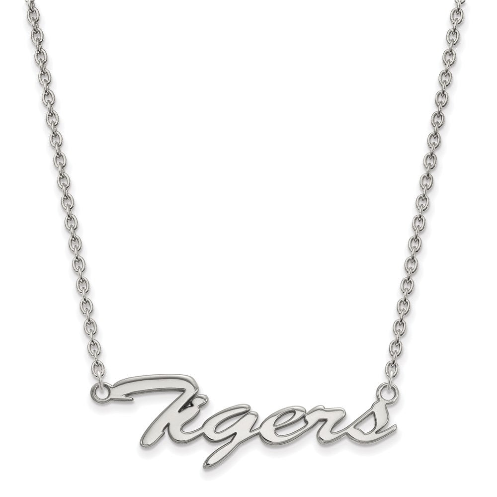 Sterling Silver Rhodium-plated Louisiana State Tigers Script Necklace
