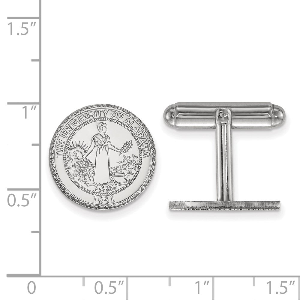 Sterling Silver Rhod-plated University of Alabama Crest Cuff Links