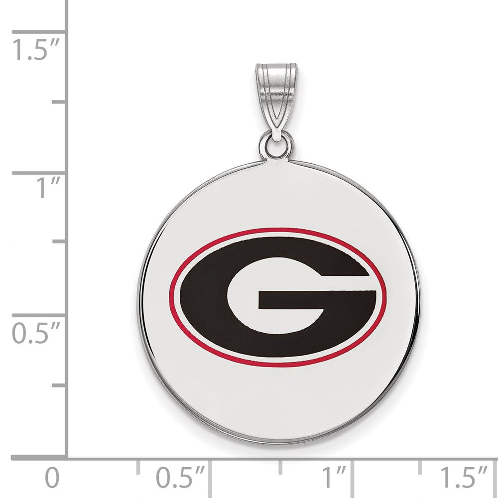 Sterling Silver Rhodium-plated University of Georgia XL Enamel Pendant